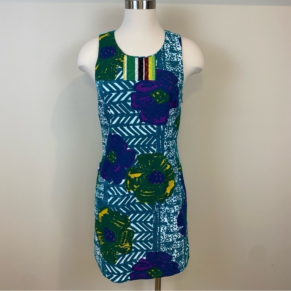 Anthropologie Vanessa Virginia Shift Dress Jewel Tone Sleeveless Sz 4 Knee Lngth